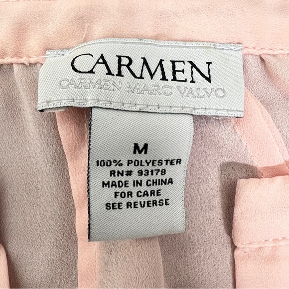 Carmen pink floral blouse top shirt size medium M B173 - Picture 2 of 3